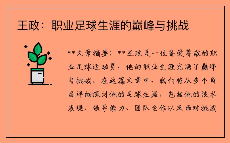 王政：职业足球生涯的巅峰与挑战