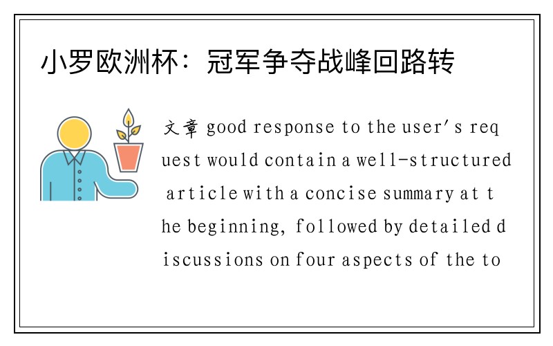 小罗欧洲杯：冠军争夺战峰回路转