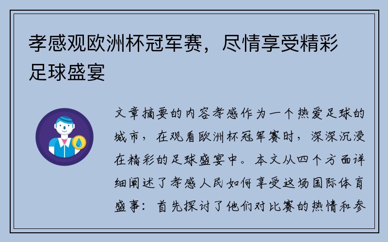 孝感观欧洲杯冠军赛，尽情享受精彩足球盛宴